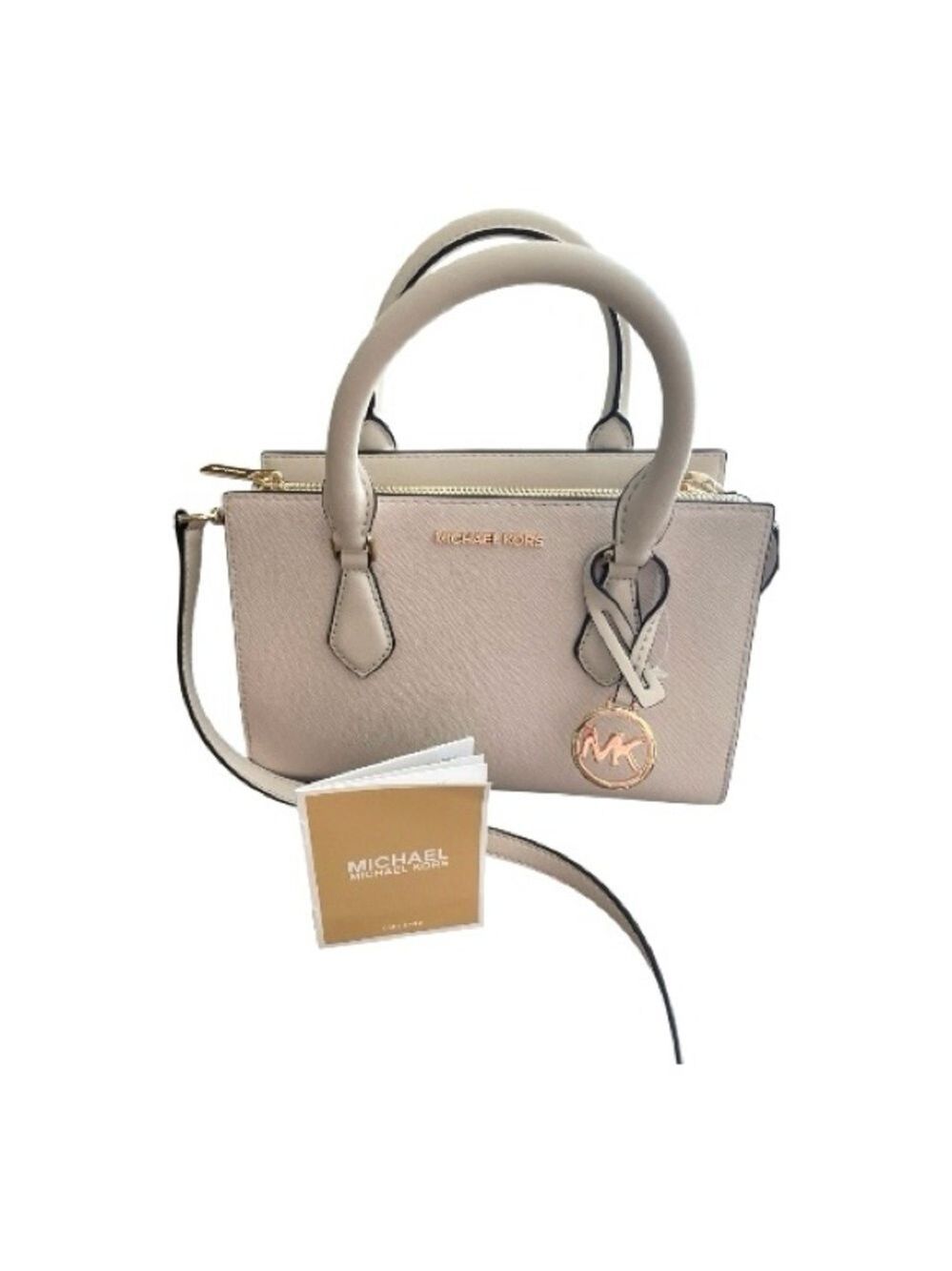 Michael Kors Light Cream Vegan Satchel Purse Handles Strap - Picture 2 of 9